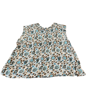 Rachel Roy Floral Shirt Tan Brown Turquoise Size XL